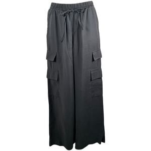 A New Day Black Wide Leg Cargo Pants XS High Rise Drawstring Relaxed Travel